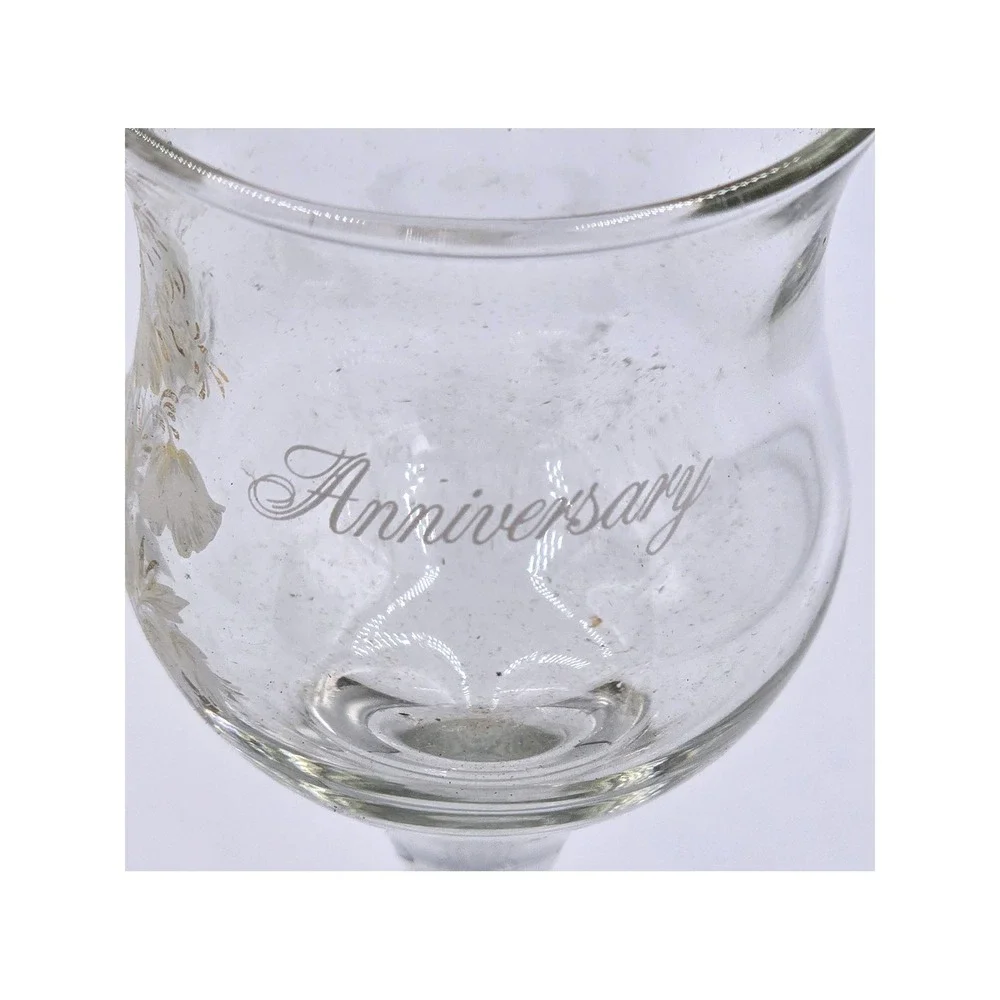 50th Anniversary Etched Votive Candle Long Stem Pair Floral Gold Tone Vintage